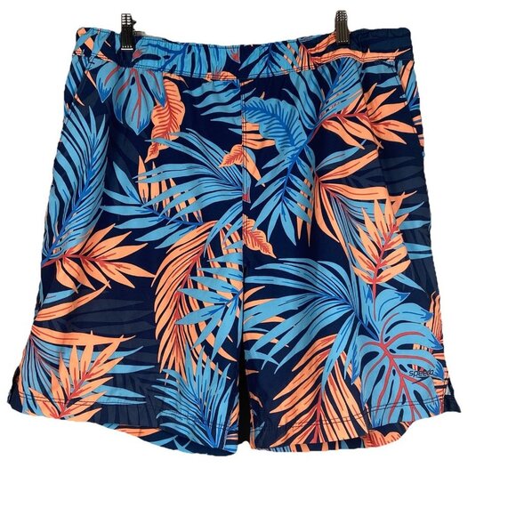 Speedo Shorts Swim Trunks Mens XL Board Shorts Fitness Bottoms Blue Tropical - Picture 1 of 8